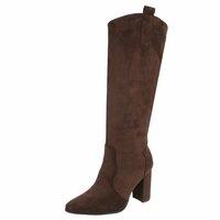 Dames hoge laarzen / high heels knielaarzen su&egrave;de-look - bruin