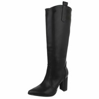 Dames hoge laarzen / high heels knielaarzen - zwart