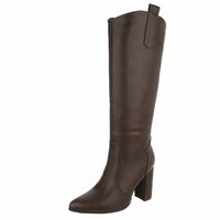 Dames hoge laarzen / high heels knielaarzen - bruin