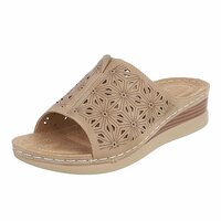 Dames medi comfort slippers - khaki lichtbruin
