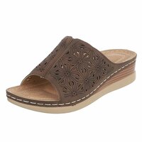 Dames medi comfort slippers - bruin