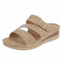 Dames medi comfort slippers - khaki lichtbruin