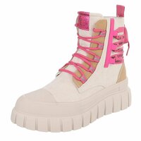 Dames veterboots / laarzen met veters - beige roze