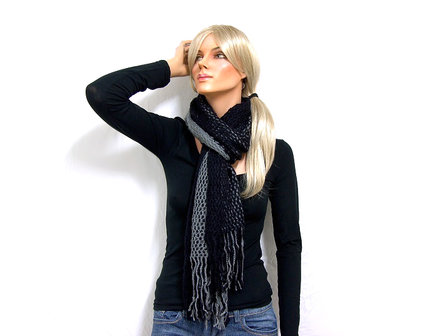 Sjaal gebreid - zwart/grijs