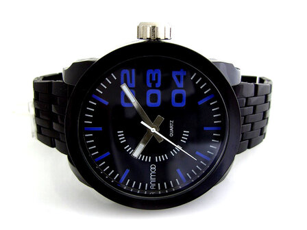 Animoo XXL horloge - zwart / blauw