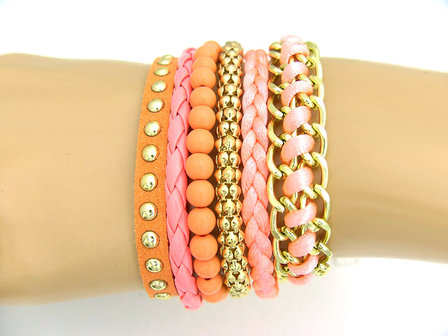 Brazilian bracelet / Hipanema Style Ibiza armband - koraal