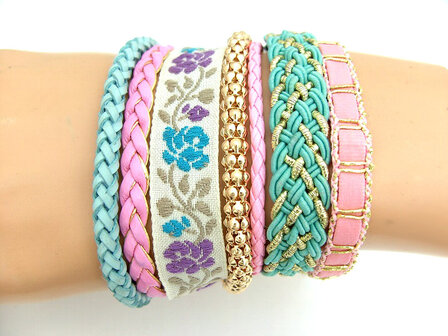 Brazilian bracelet / Hipanema Style Ibiza armband - roze / mint