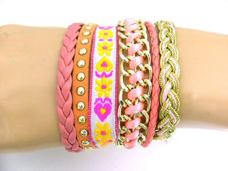 Brazilian bracelet / Hipanema Style Ibiza armband - roze