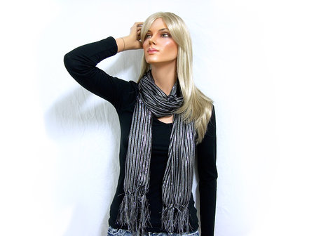 Sjaal gestreept - zwart/zilver