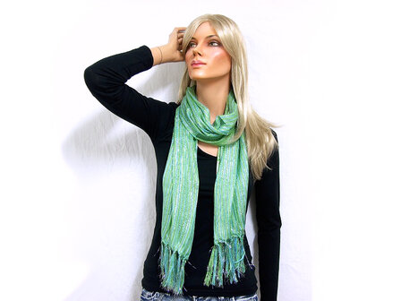 Sjaal gestreept - groen/zilver