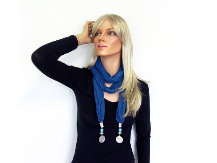 Sjaal met bedels - blauw