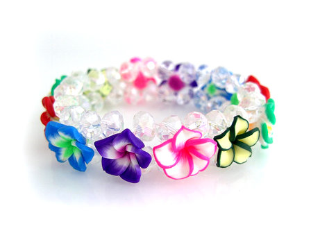 Armband fimo bloem - multicolor