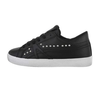 Dames sneakers / lage gympen met studs - zwart