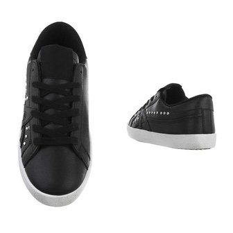 Dames sneakers / lage gympen met studs - zwart