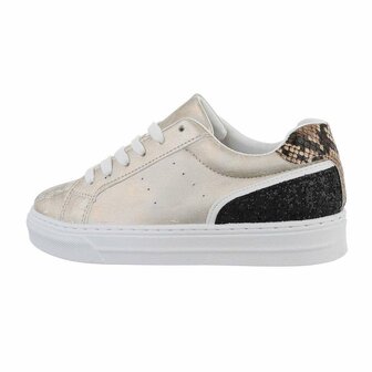 Dames sneakers / lage gympen - goud / slangenprint