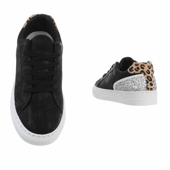 Dames sneakers / lage gympen - zwart / panterprint