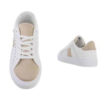 Dames sneakers / lage gympen - wit / beige