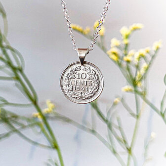 Geluksdubbeltje ketting 925 zilver met wenskaart - &#039;klein wonder, groot geluk&#039; (geboorte kind)