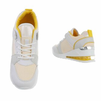Dames wedge sneakers / gympen met sleehakken - geel