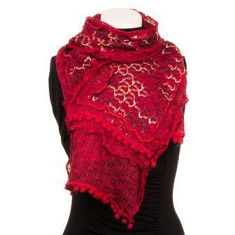 Dames sjaal met bolletjes - rood