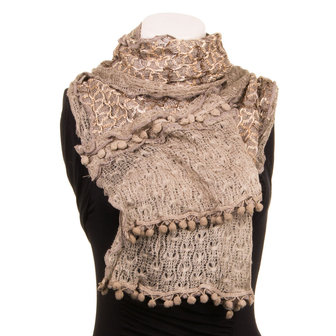 Dames sjaal met bolletjes - beige