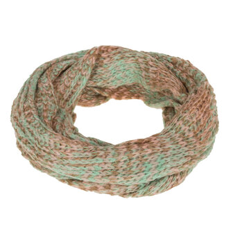 Dames kolsjaal / loop sjaal multicolor - bruin / mint
