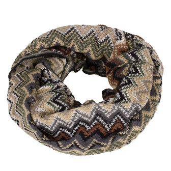 Dames kolsjaal / loop sjaal aztec - bruin / beige
