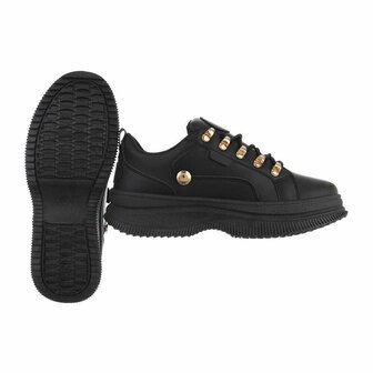 Dames sneakers / gympen met chunky zolen - zwart