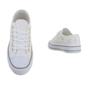 Dames sneakers / lage met kant - wit & Fashion