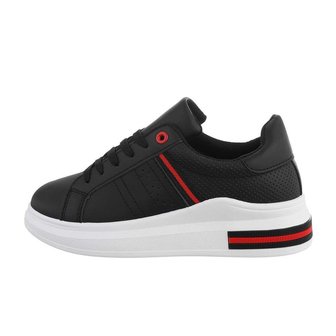 Dames sneakers / lage gympen - zwart / rood