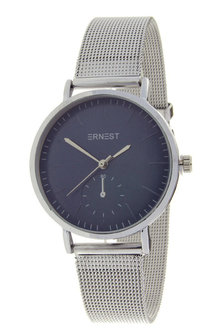 Ernest ZENNA dameshorloge met stalen band - zilver / blauw