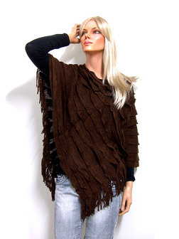 Poncho met franjes - bruin