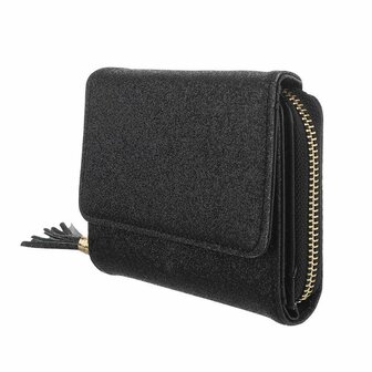 Dames portemonnee met glitter - zwart