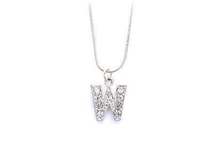 Ketting met hanger verzilverd - letter W