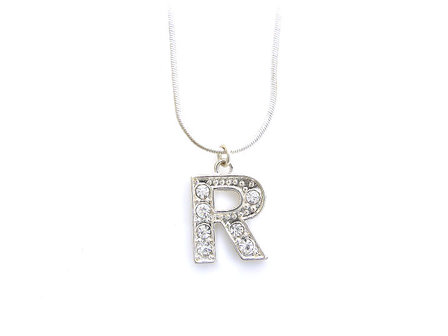 Ketting met hanger verzilverd - letter R