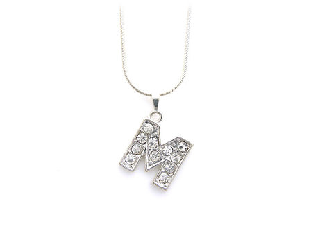 Ketting met hanger verzilverd - letter M