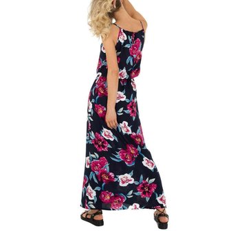 Dames zomerjurk katoen / lange jurk met bloemen - donkerblauw