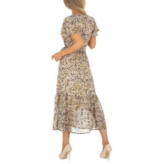 Dames maxi-jurk / boho jurk met bloemen - beige