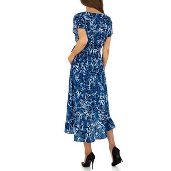 Dames zomerjurk / lange jurk met panterprint - blauw