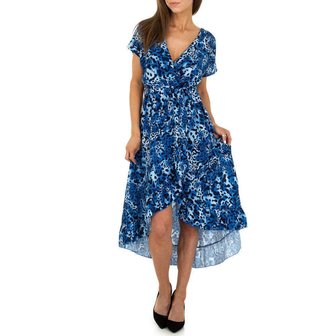 Dames zomerjurk / lange jurk met panterprint - blauw