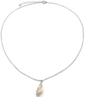 Ketting RVS edelstaal met schelp hanger - zilver