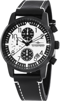 Thunderbirds MultiProChrono chronograph herenhorloge met lederen band - zwart / wit