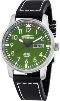 Thunderbirds EvoPro herenhorloge met lederen band - groen / zwart