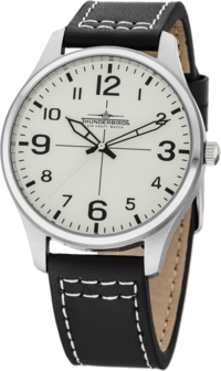 Thunderbirds Basic herenhorloge met lederen band - wit / zwart