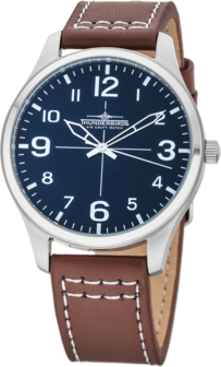 Thunderbirds Basic herenhorloge met lederen band - donkerblauw / bruin