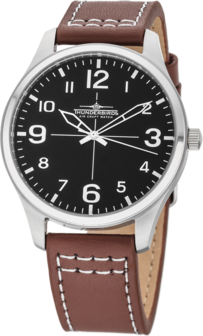 Thunderbirds Basic herenhorloge met lederen band - zwart / bruin