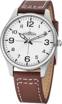 Thunderbirds Basic herenhorloge met lederen band - wit / bruin