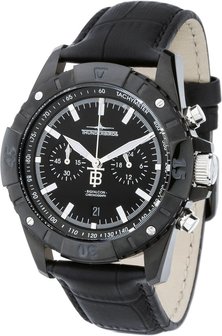 Thunderbirds BigFalcon chronograph herenhorloge met lederen band - zwart