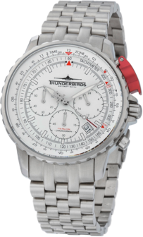 Thunderbirds FightingSteelPro chronograph herenhorloge met stalen band - wit