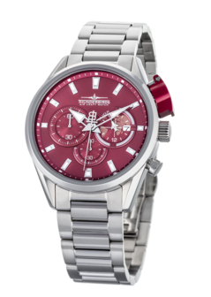 Thunderbirds FightingSteelPro chronograph herenhorloge met stalen band - rood